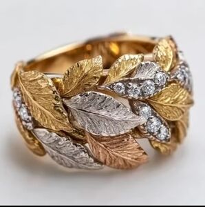 New Design Yellow Crystal Zirconia Stone Leaf Ring